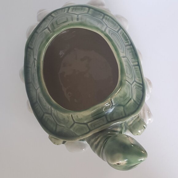 VTG Turtle Planter Kitschy Tortoise Glazed Ceramic Succulent Pot marked #B-174 - Picture 9 of 15